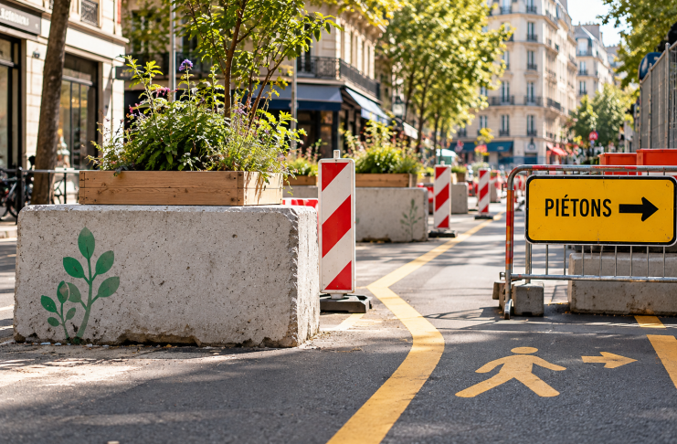Le béton comme expérience d’expression citoyenne Les jours de manifestation, on découvre au mobilier urbain des usages imprévus. Les urbanistes transforment aussi la rue à leur manière.